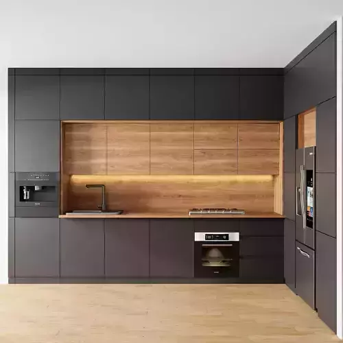modern kitchen with black cabinet Low-poly 3D model