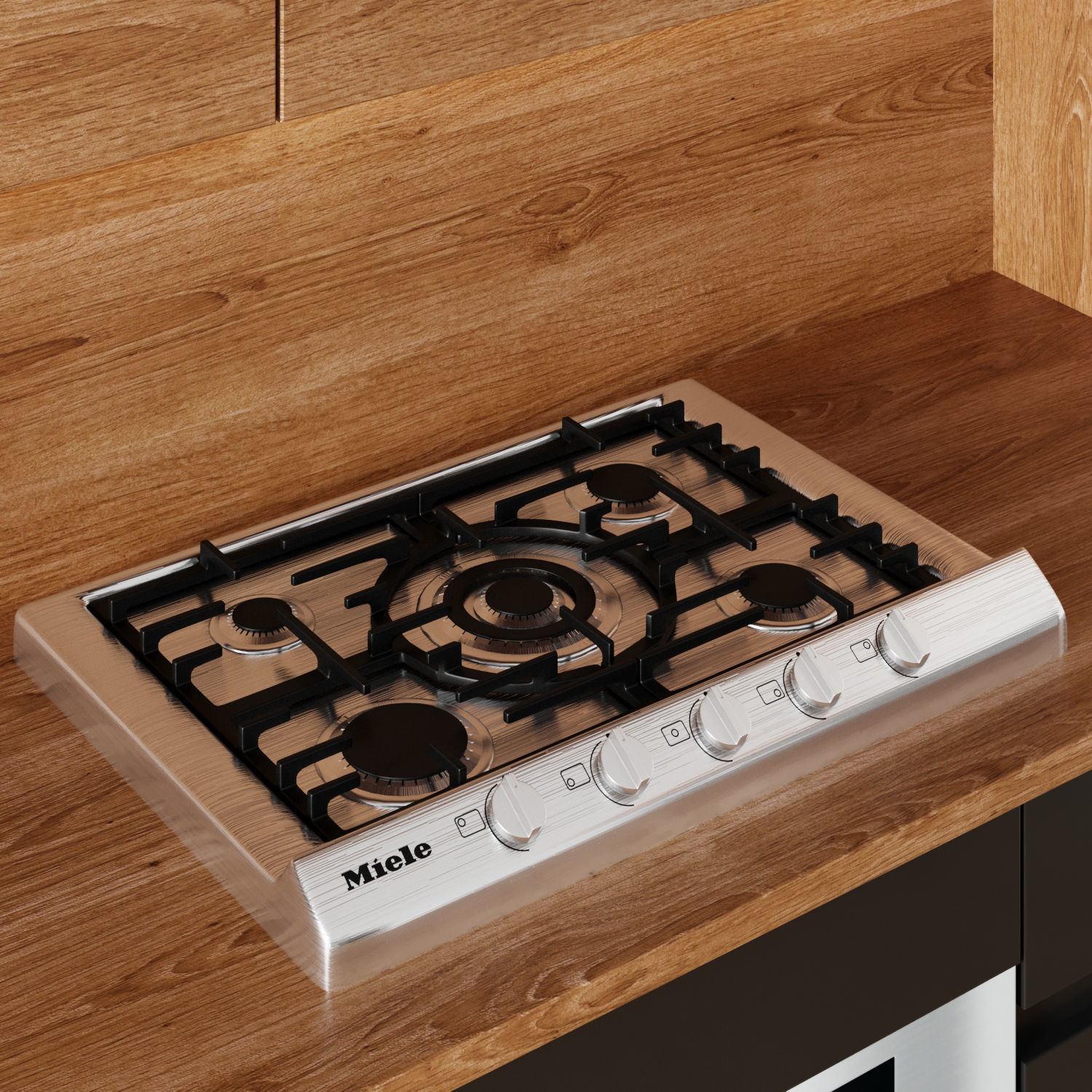 modern kitchen with black cabinet Low-poly 3D model_3