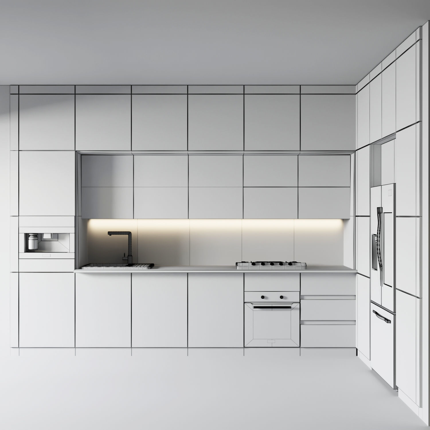 modern kitchen with black cabinet Low-poly 3D model_4