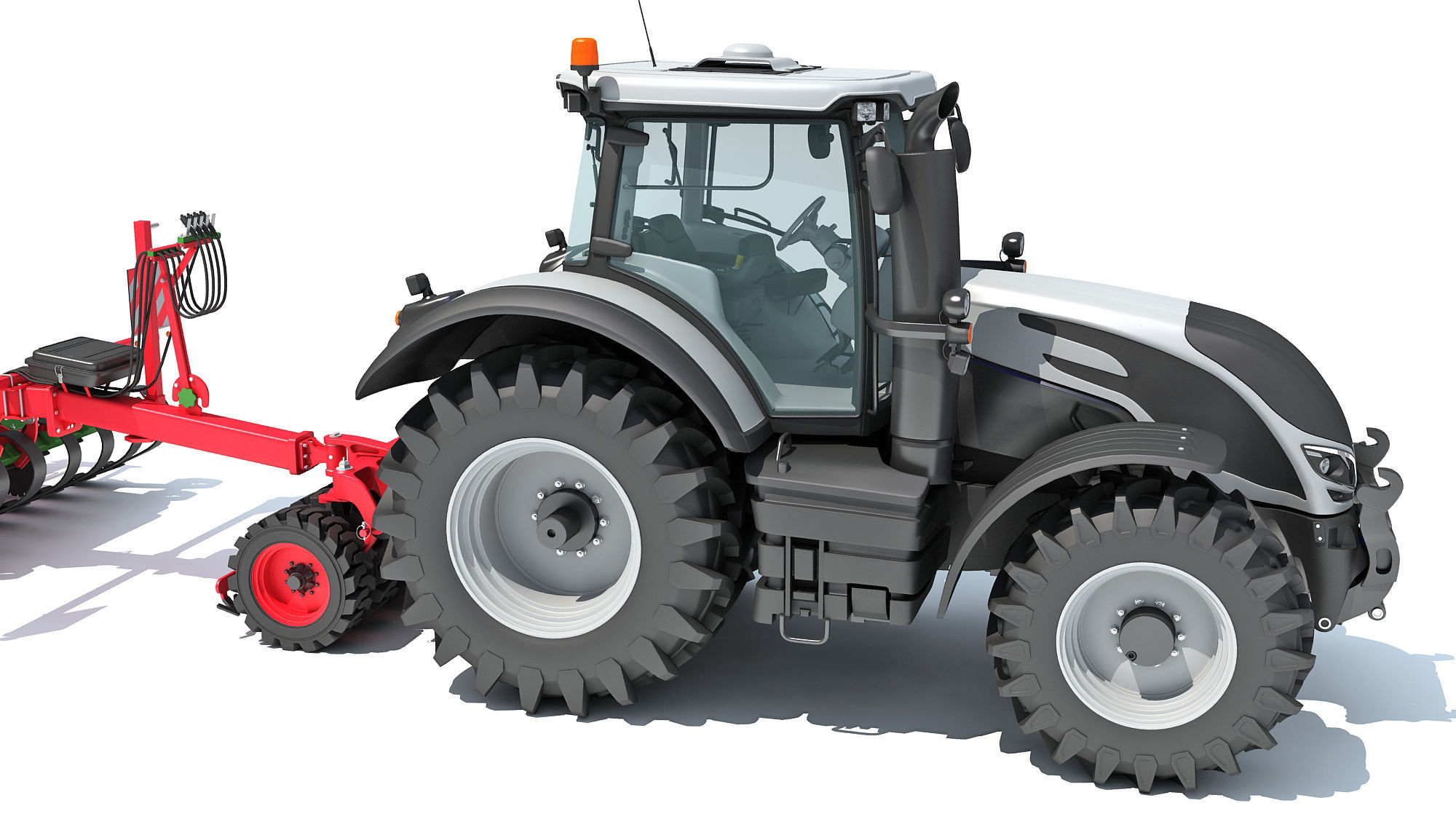 Tractor with Trailed Seed Drill 3D model_15