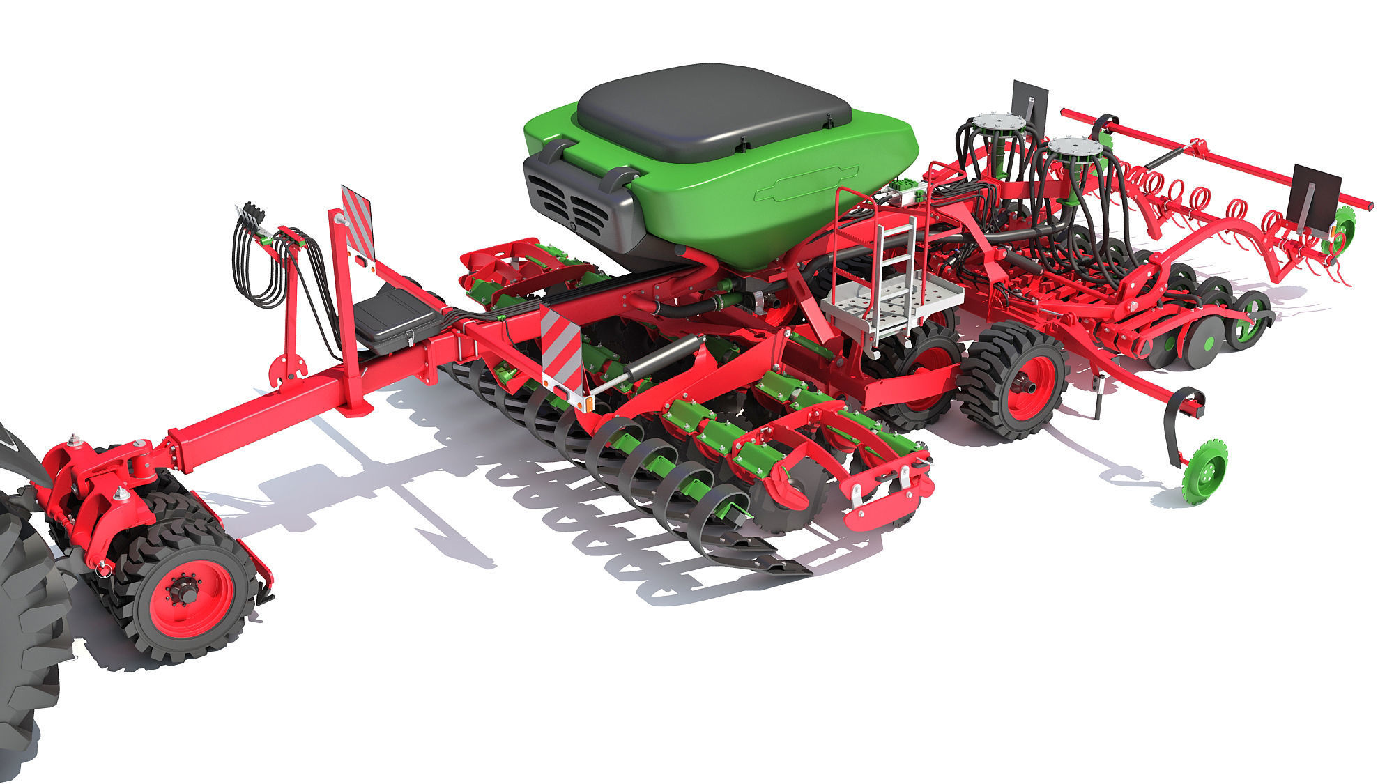 Tractor with Trailed Seed Drill 3D model_12