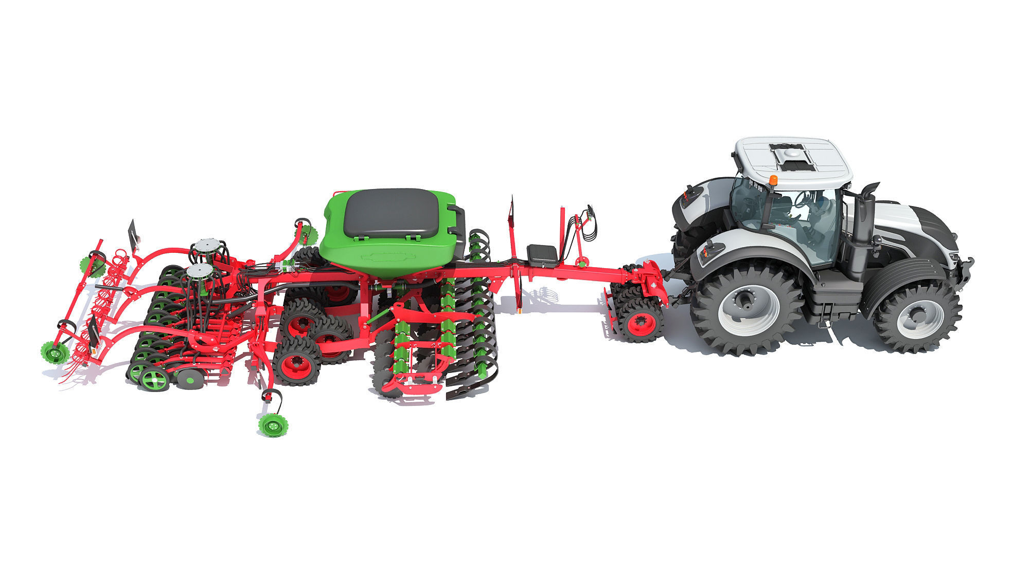 Tractor with Trailed Seed Drill 3D model_5