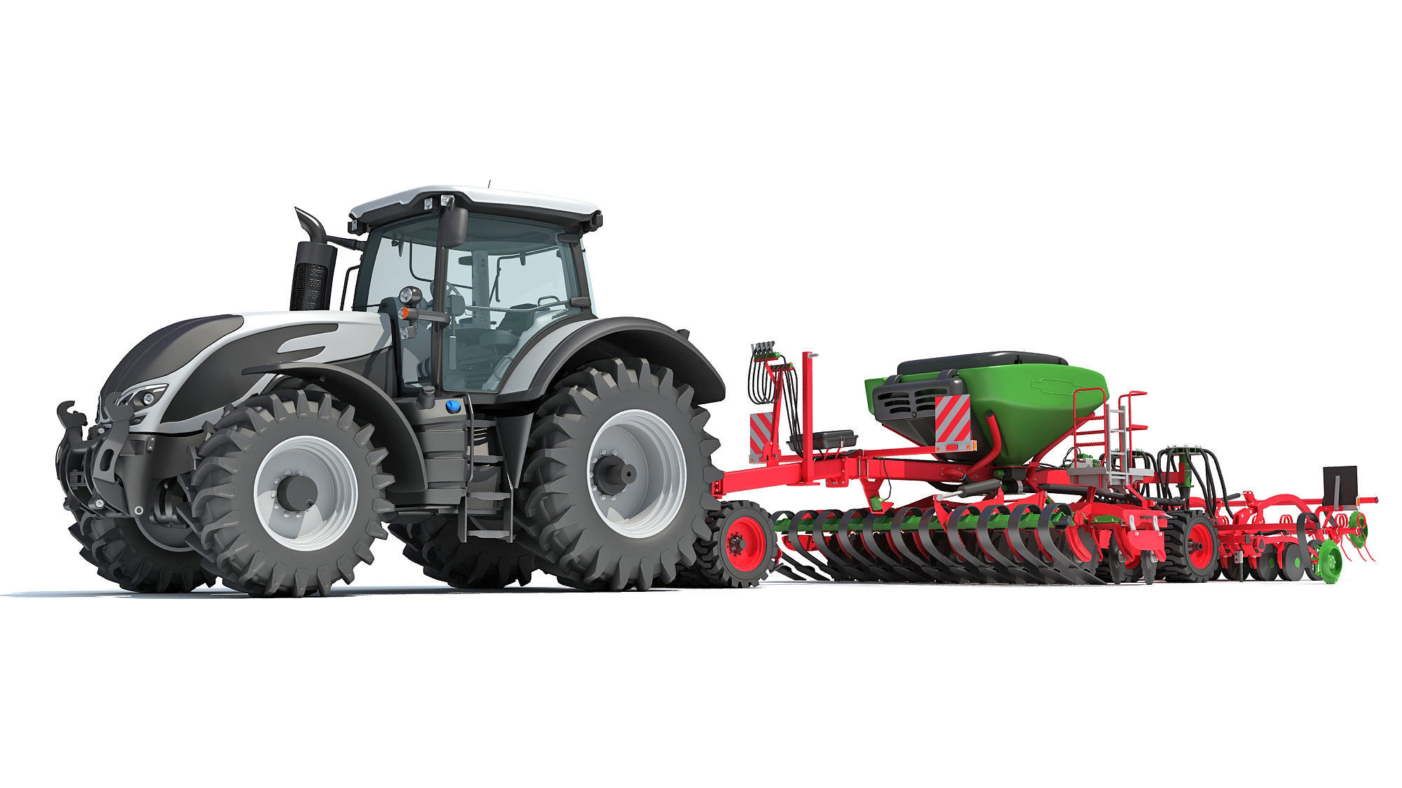 Tractor with Trailed Seed Drill 3D model_11