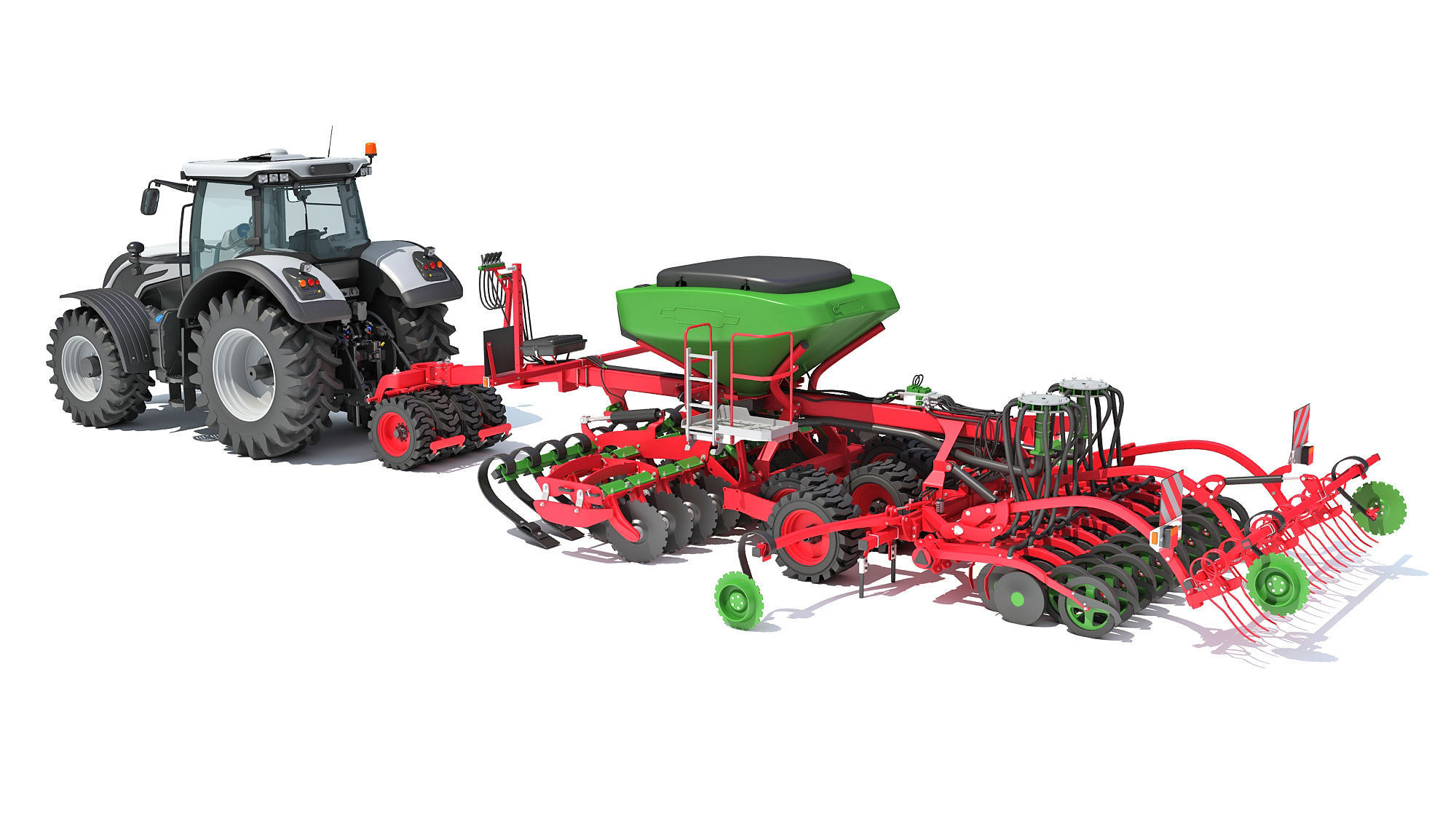 Tractor with Trailed Seed Drill 3D model_2