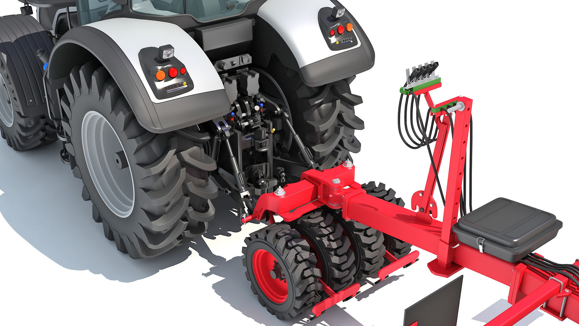 Tractor with Trailed Seed Drill 3D model_14