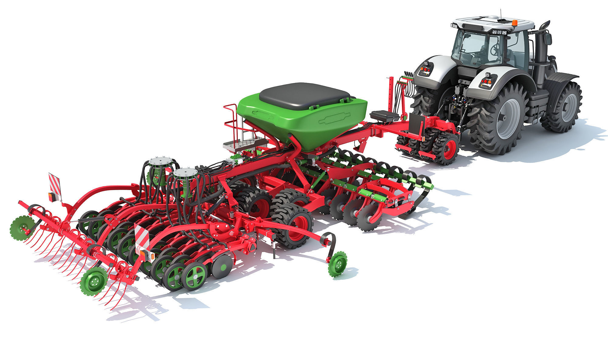 Tractor with Trailed Seed Drill 3D model_4
