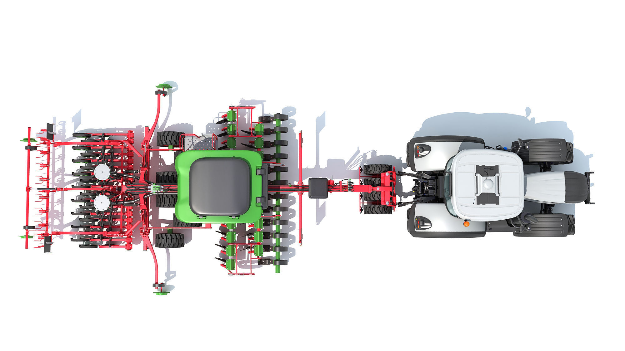 Tractor with Trailed Seed Drill 3D model_7