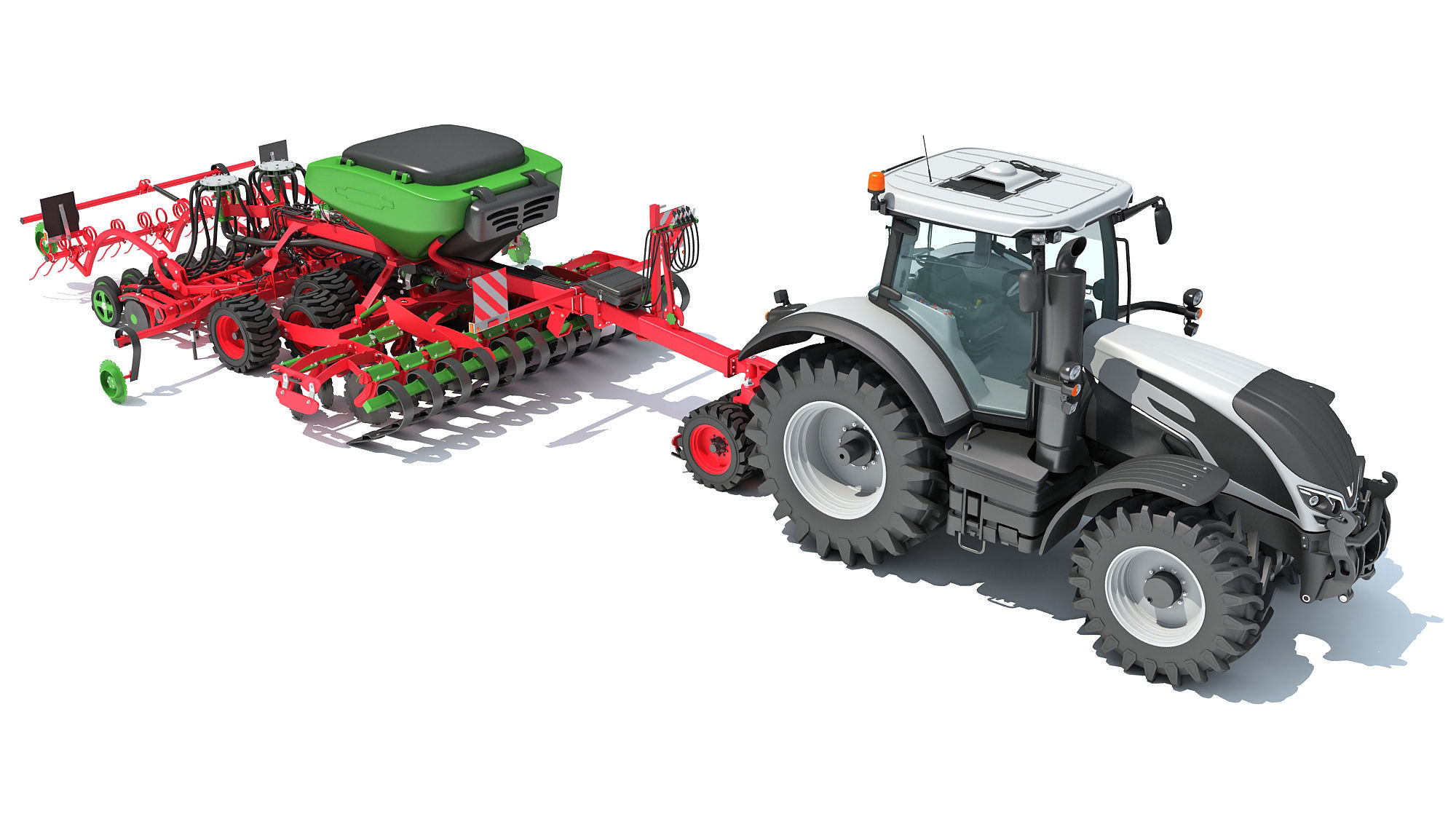 Tractor with Trailed Seed Drill 3D model_9