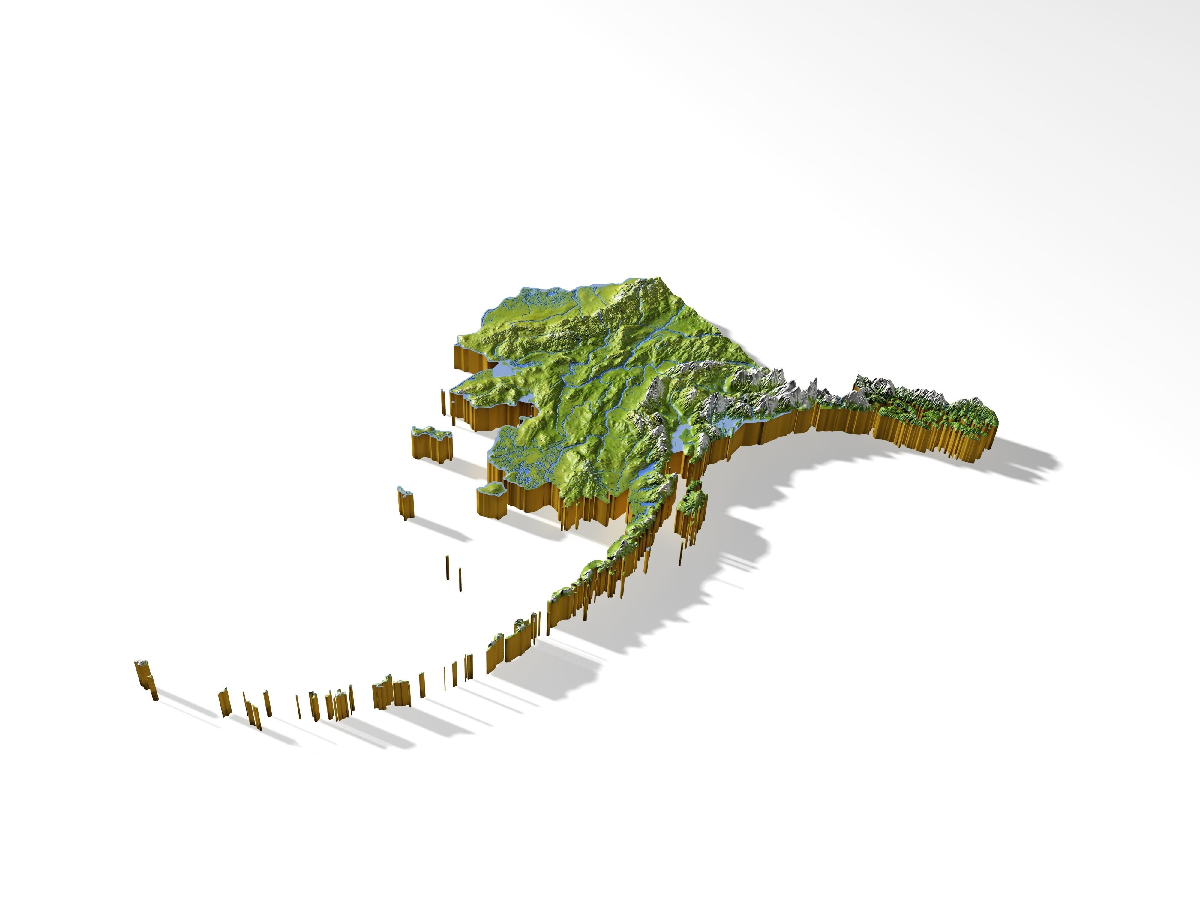 Alaska High resolution 3D relief maps 3D model_9