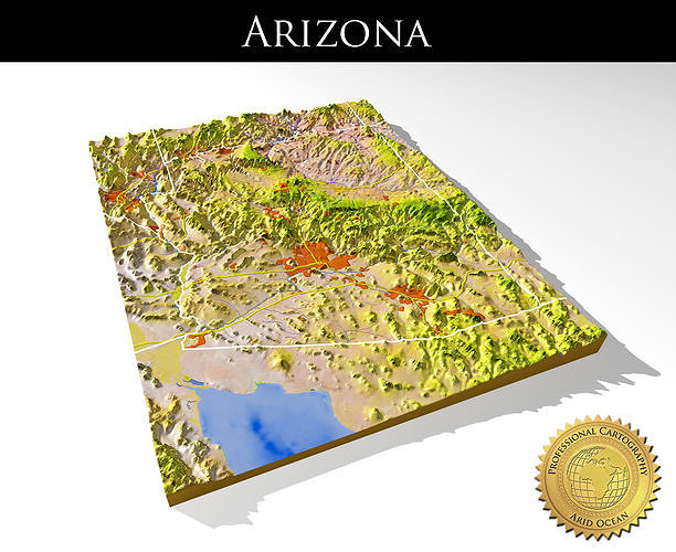 Arizona 3 High resolution 3D relief maps 3D model