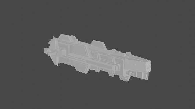 Space battleship Low-poly 3D model