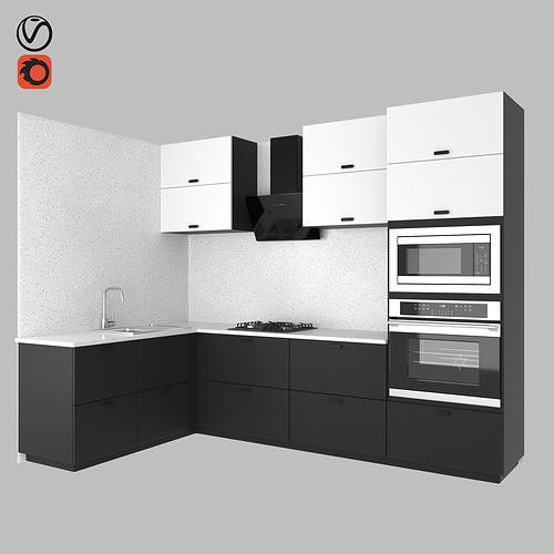 Modern kitchen KUNGSBACKA CHECKER 3D model