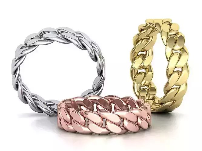 Cuban Link Chain Ring Stackble Ring 6mm wide 3D print model