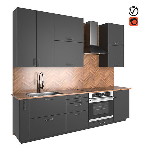 Modern kitchen KUNGSBACKA RECTANGULAR 3D model