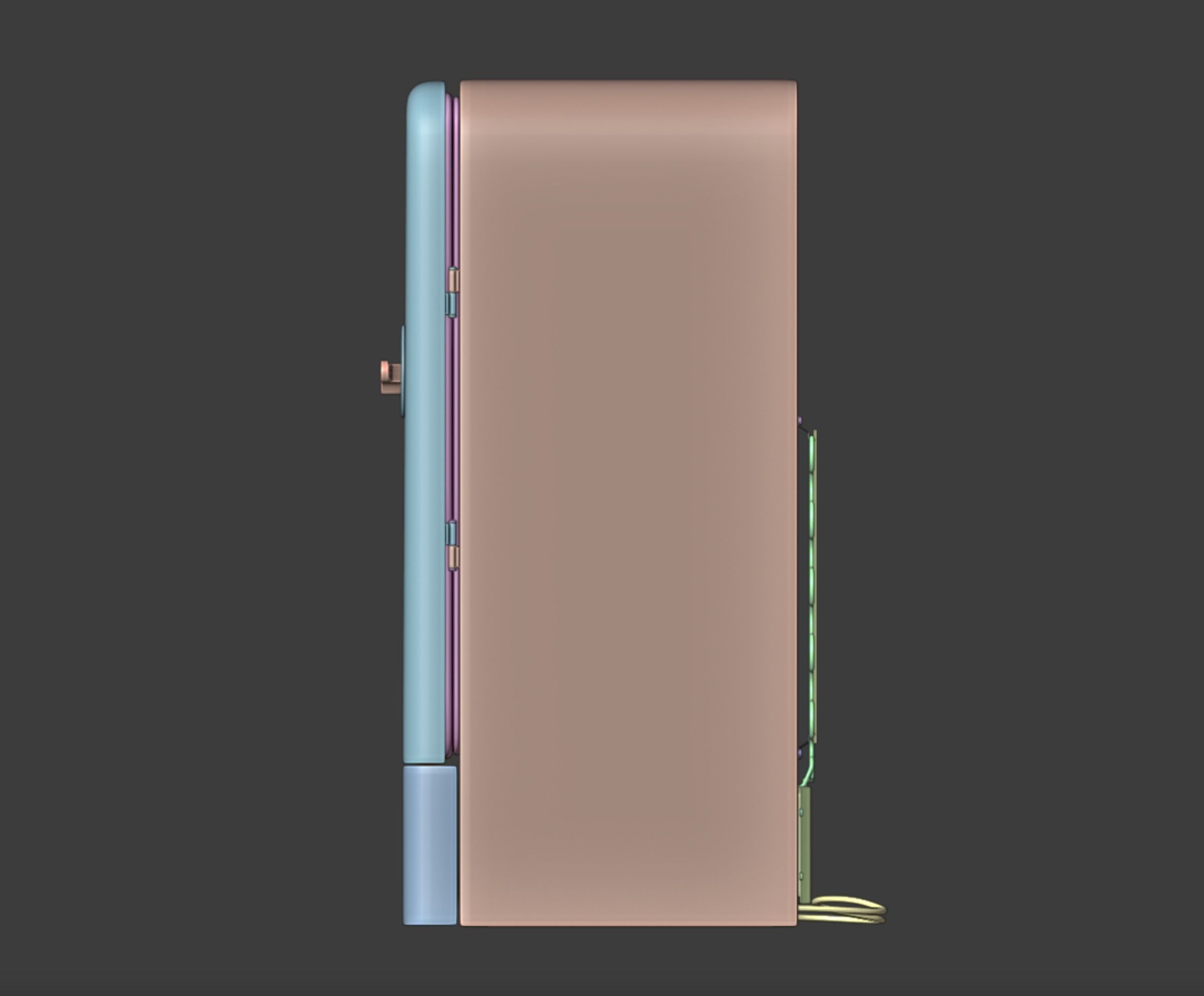 Vintage old refrigerator or fridge 3D model_8