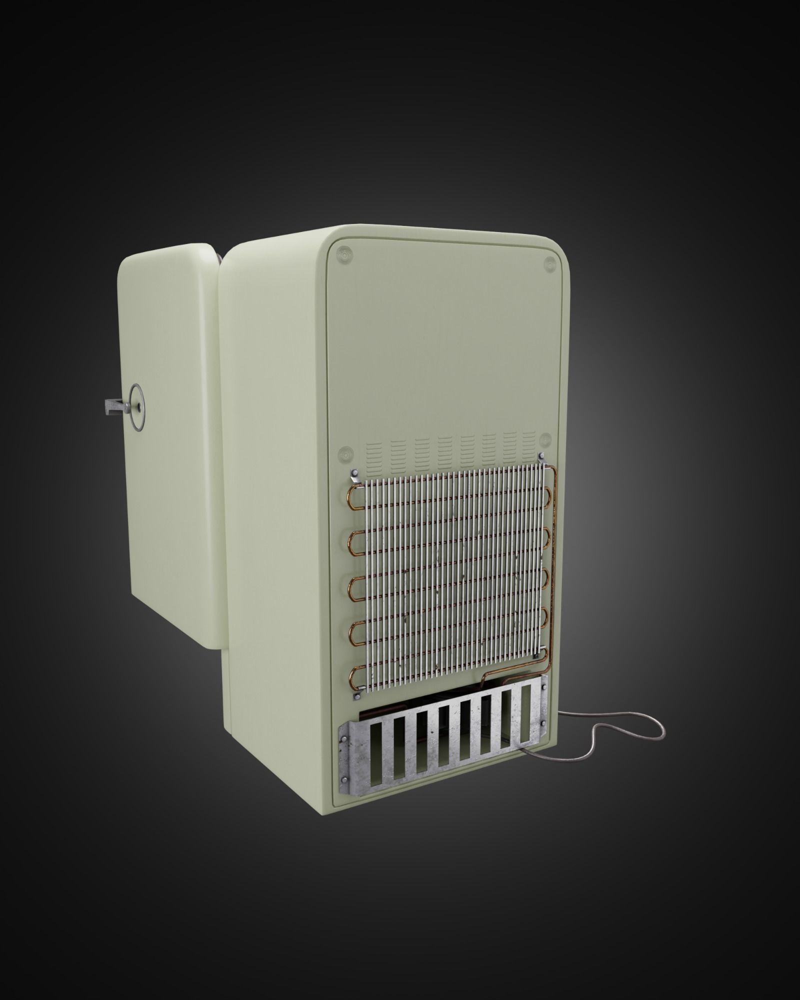 Vintage old refrigerator or fridge 3D model_2