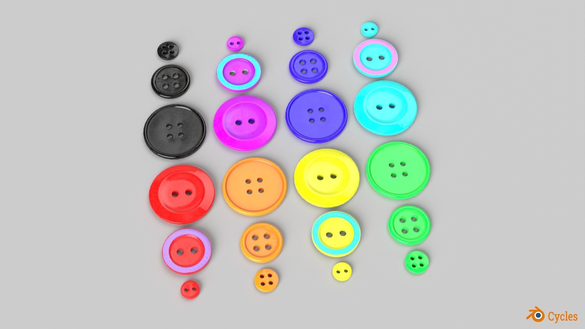 Buttons Low-poly 3D model_0