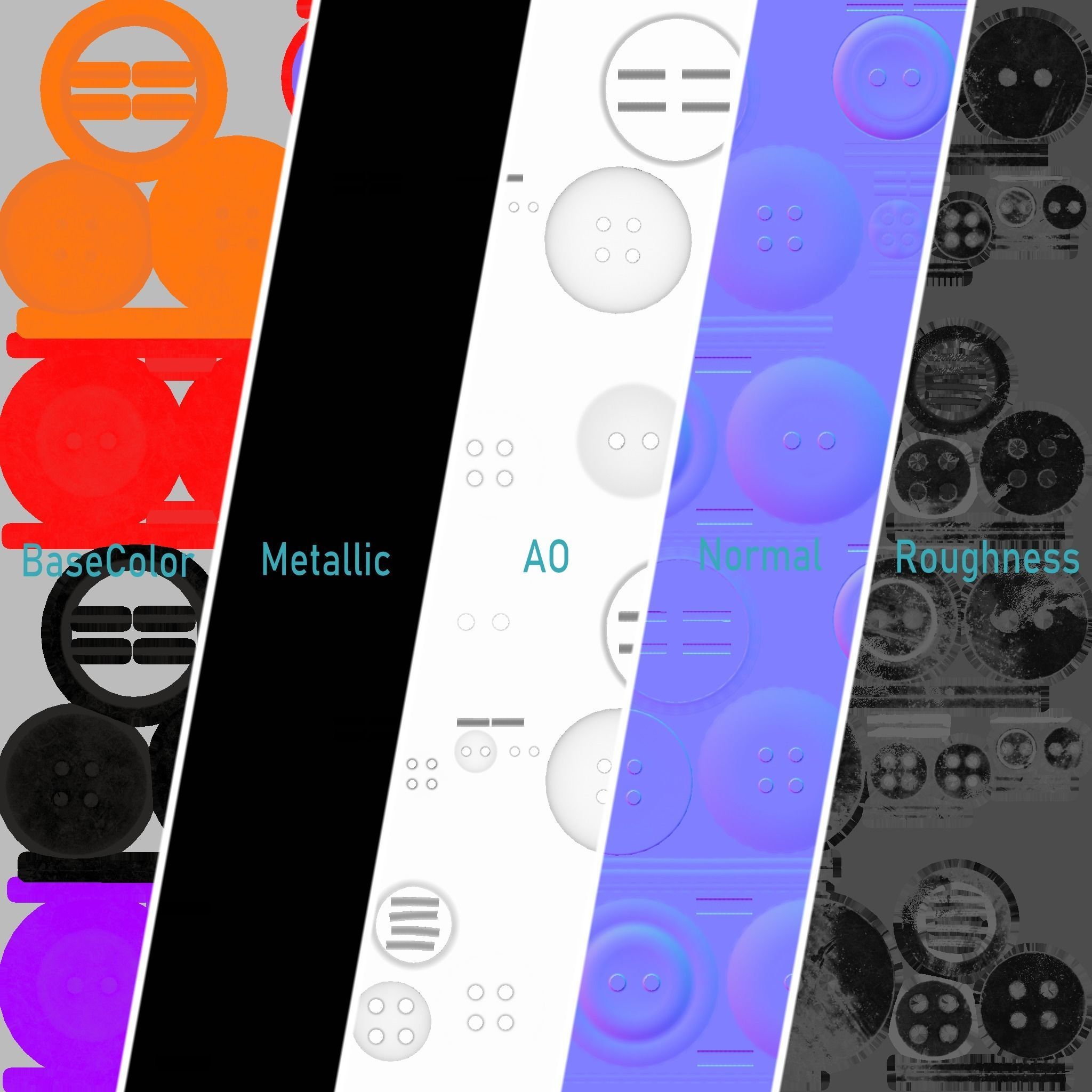 Buttons Low-poly 3D model_34