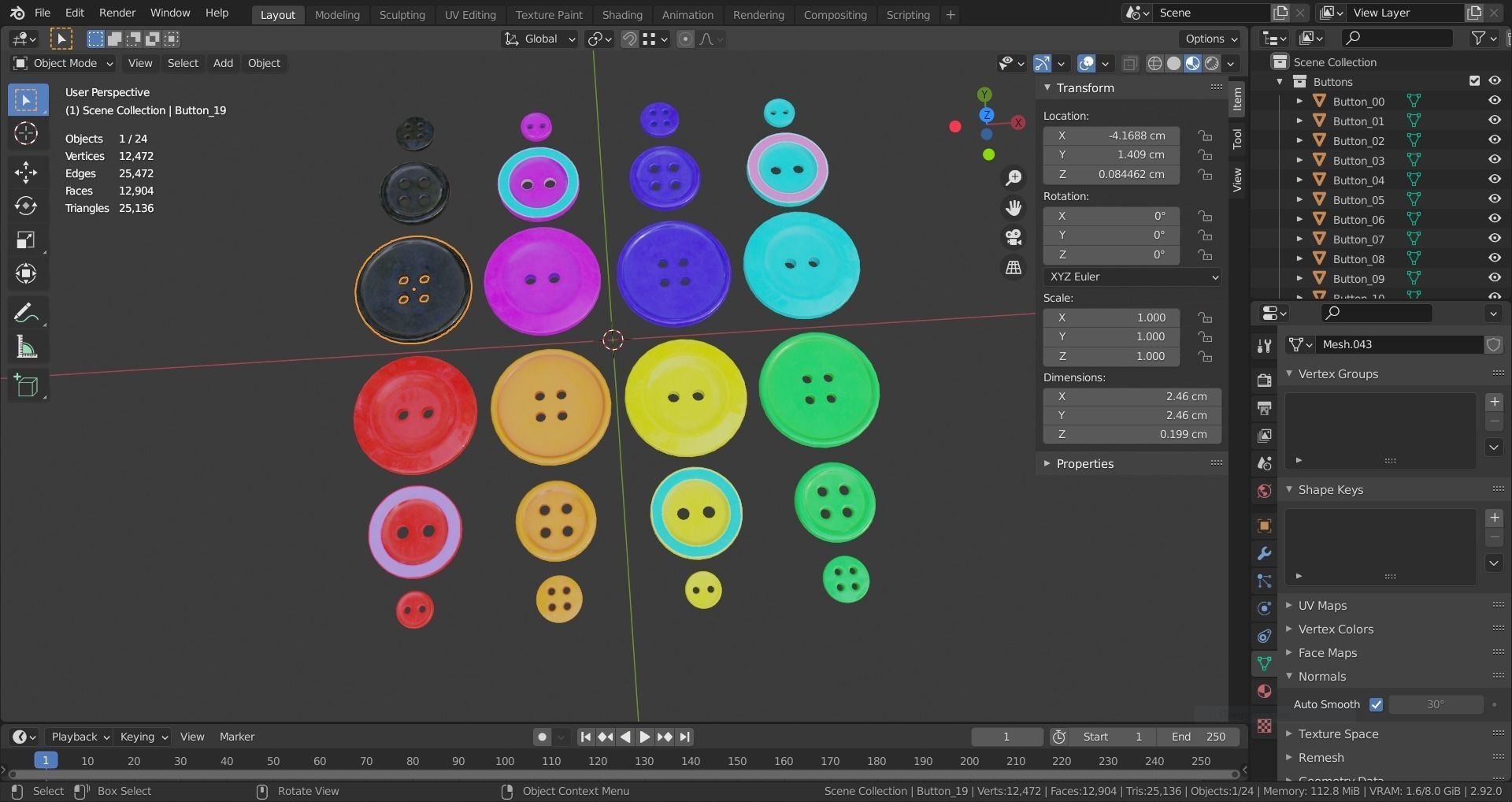 Buttons Low-poly 3D model_36