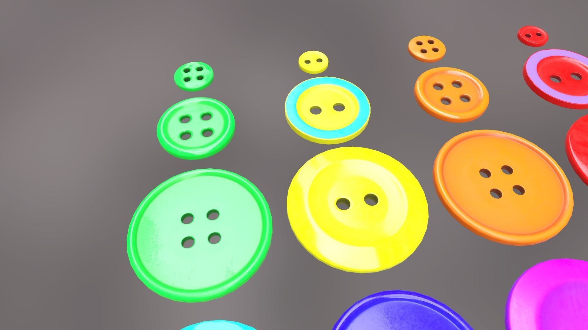 Buttons Low-poly 3D model_16