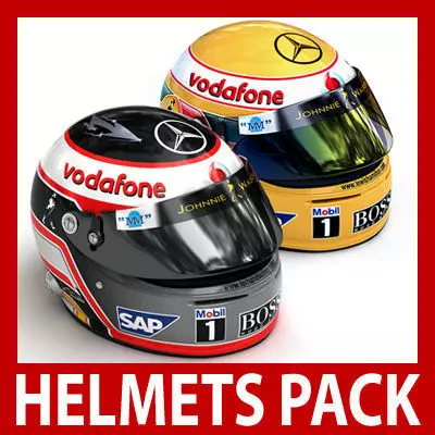Helmet F1 2007 Fernando Alonso and Lewis Hamilton 3D model