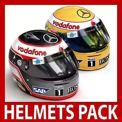 Helmet F1 2007 Fernando Alonso and Lewis Hamilton 3D model