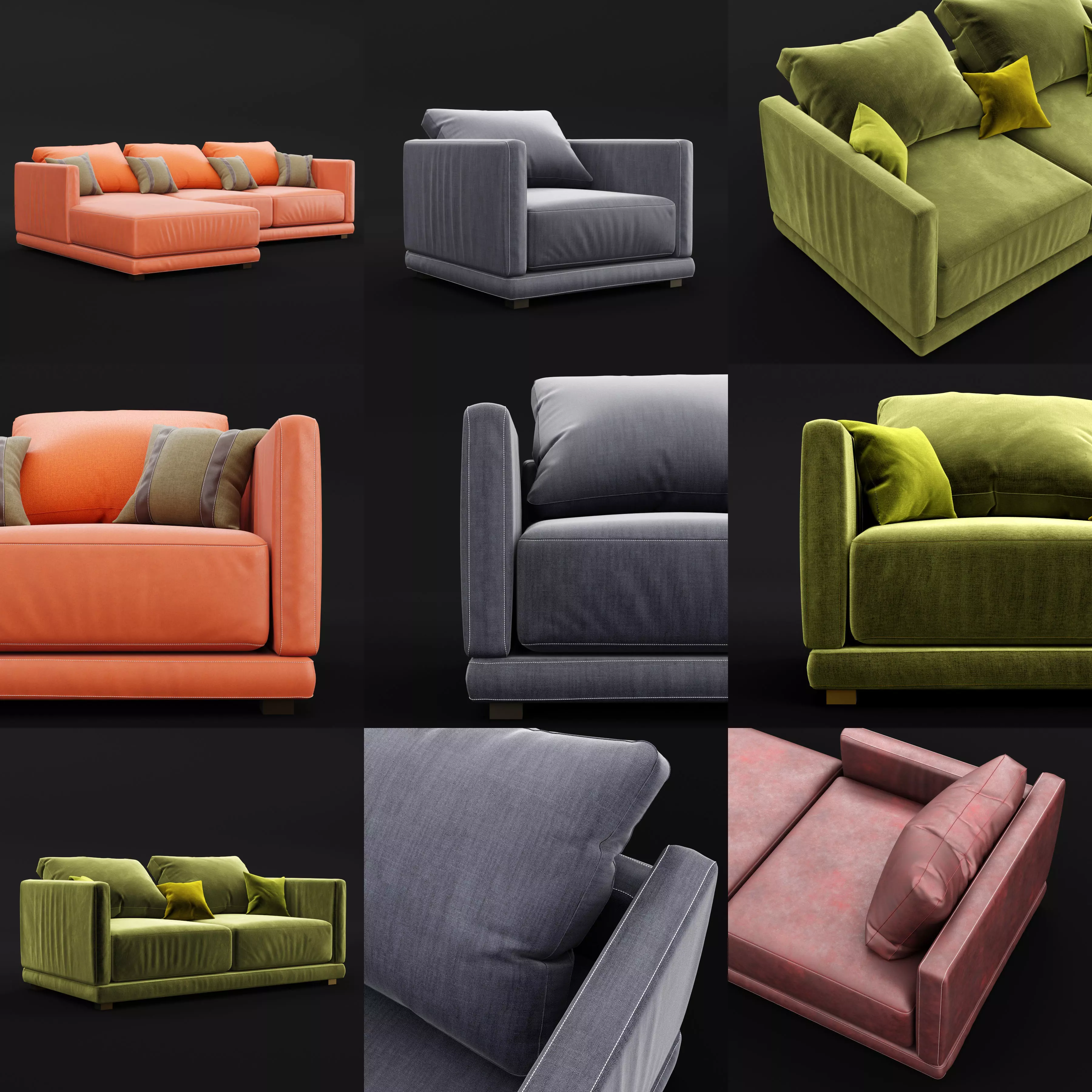 Modern cushioned furniture 3D Model Collection_0