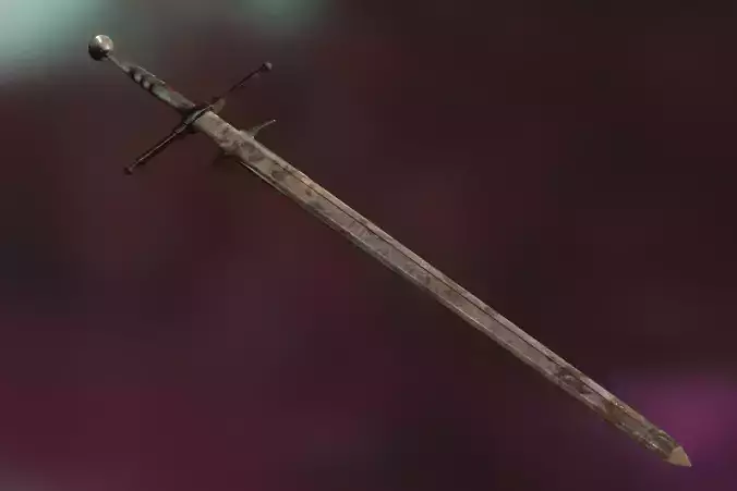 lowpoly rusted great sword - zweihander -PBR