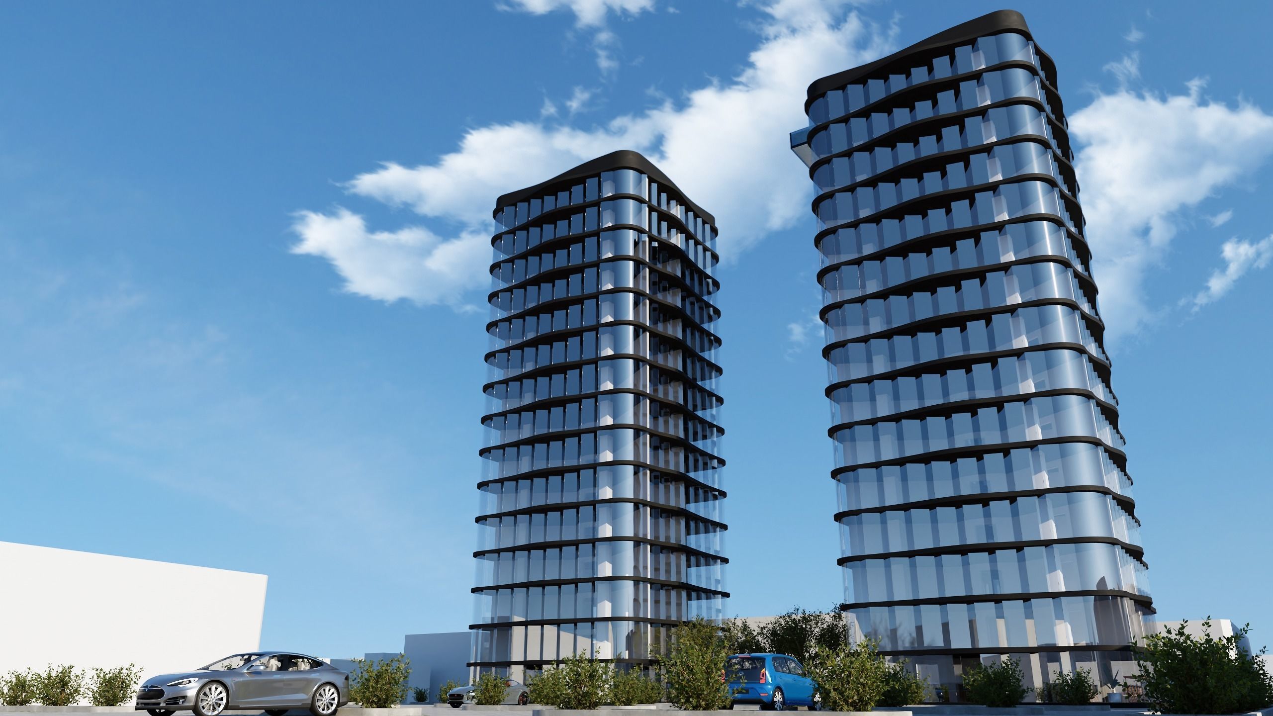 Modern Architectural visualization Low-poly 3D model_1