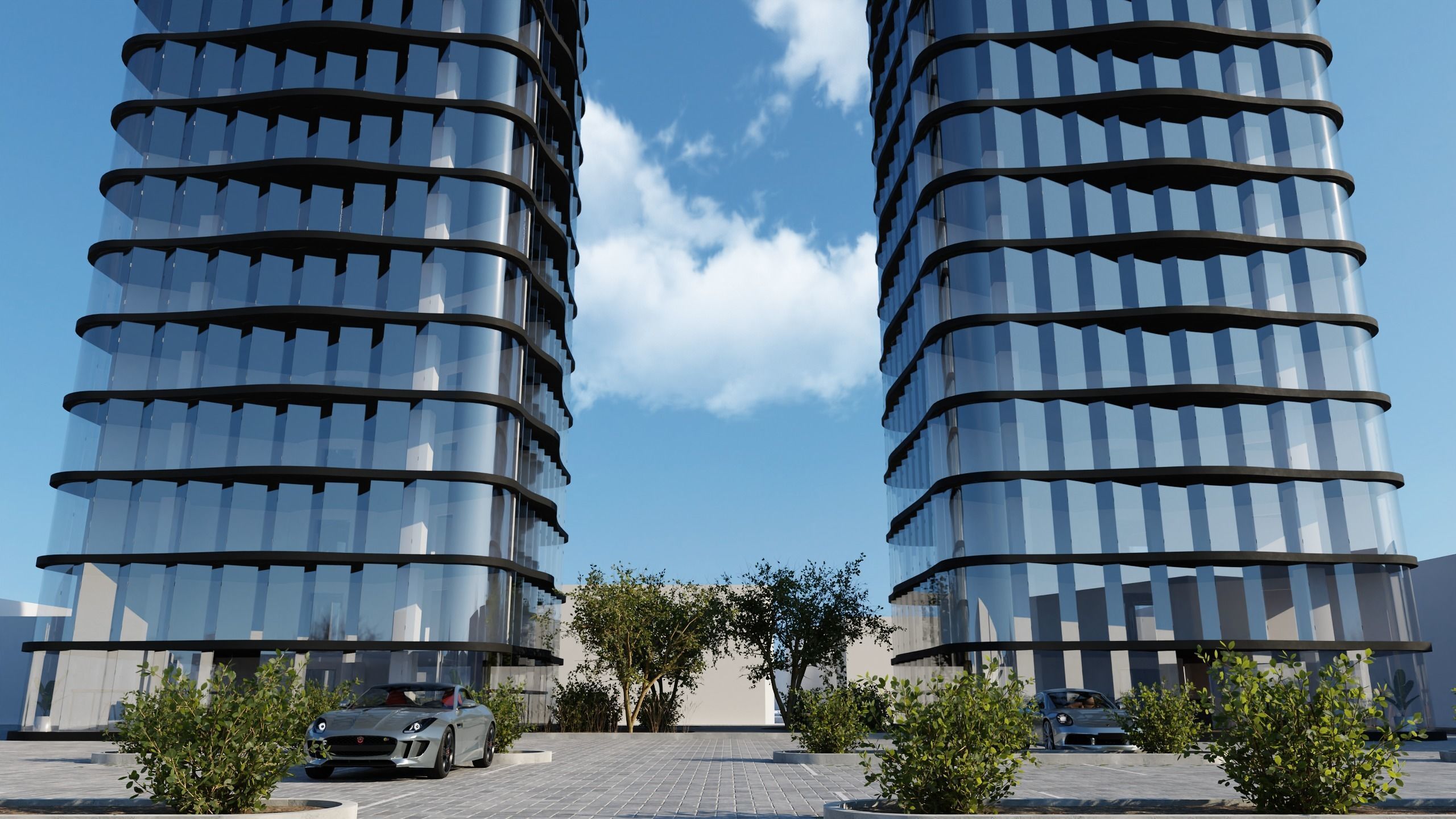 Modern Architectural visualization Low-poly 3D model_3