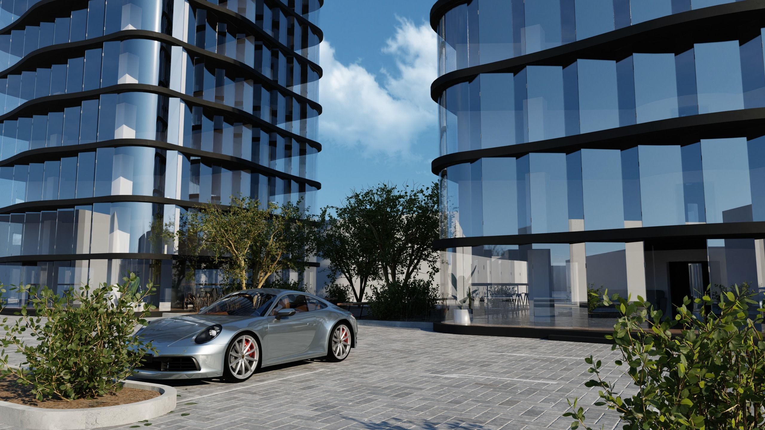 Modern Architectural visualization Low-poly 3D model_4