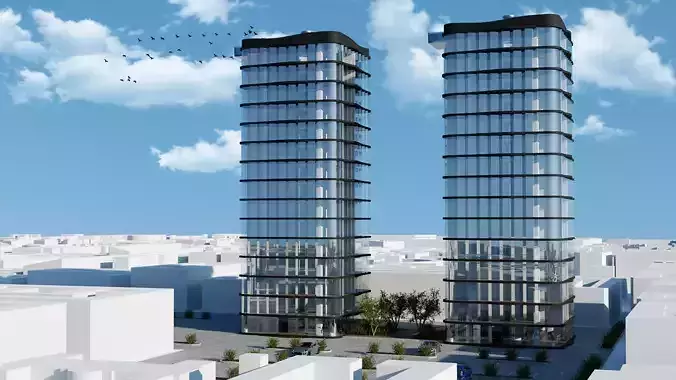 Modern Architectural visualization Low-poly 3D model