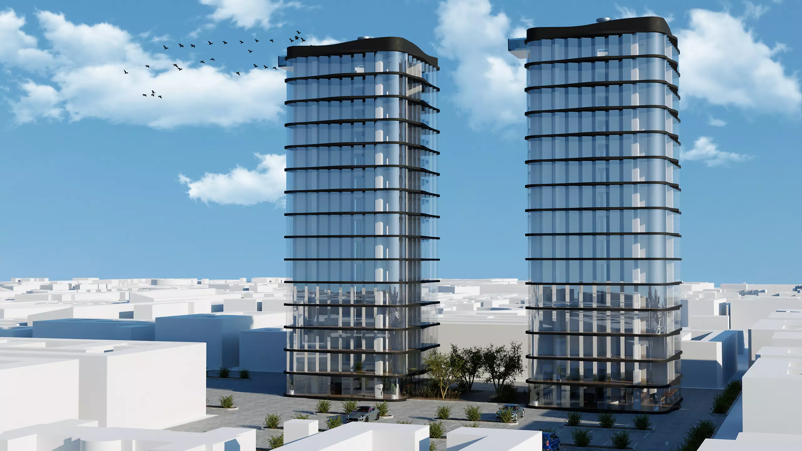 Modern Architectural visualization Low-poly 3D model_0