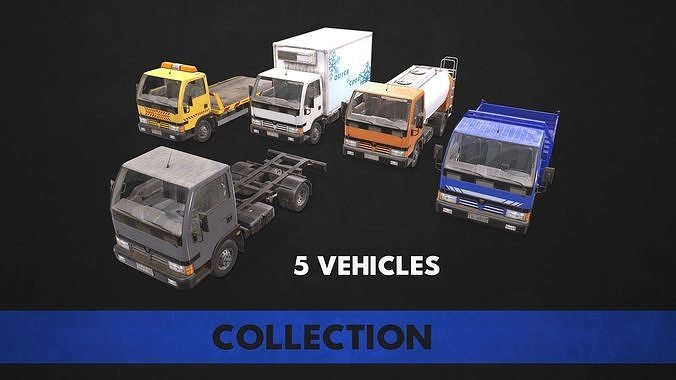 Light Truck Collection Low-poly 3D model