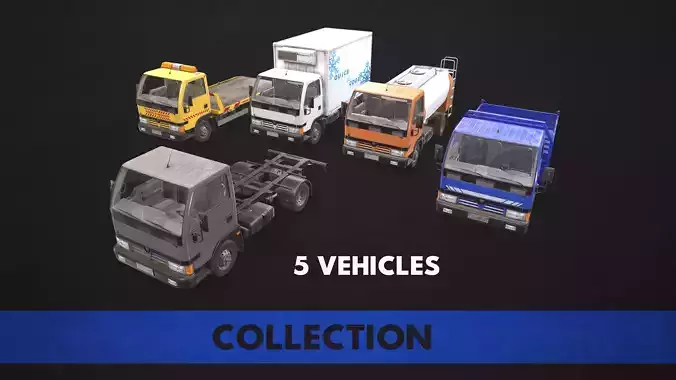 Light Truck Collection Low-poly 3D model