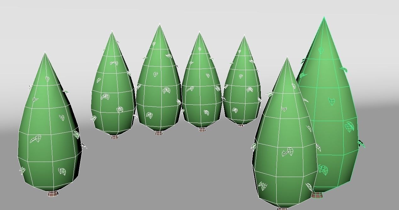Low poly Stylized  cypress collection Low-poly 3D model_23