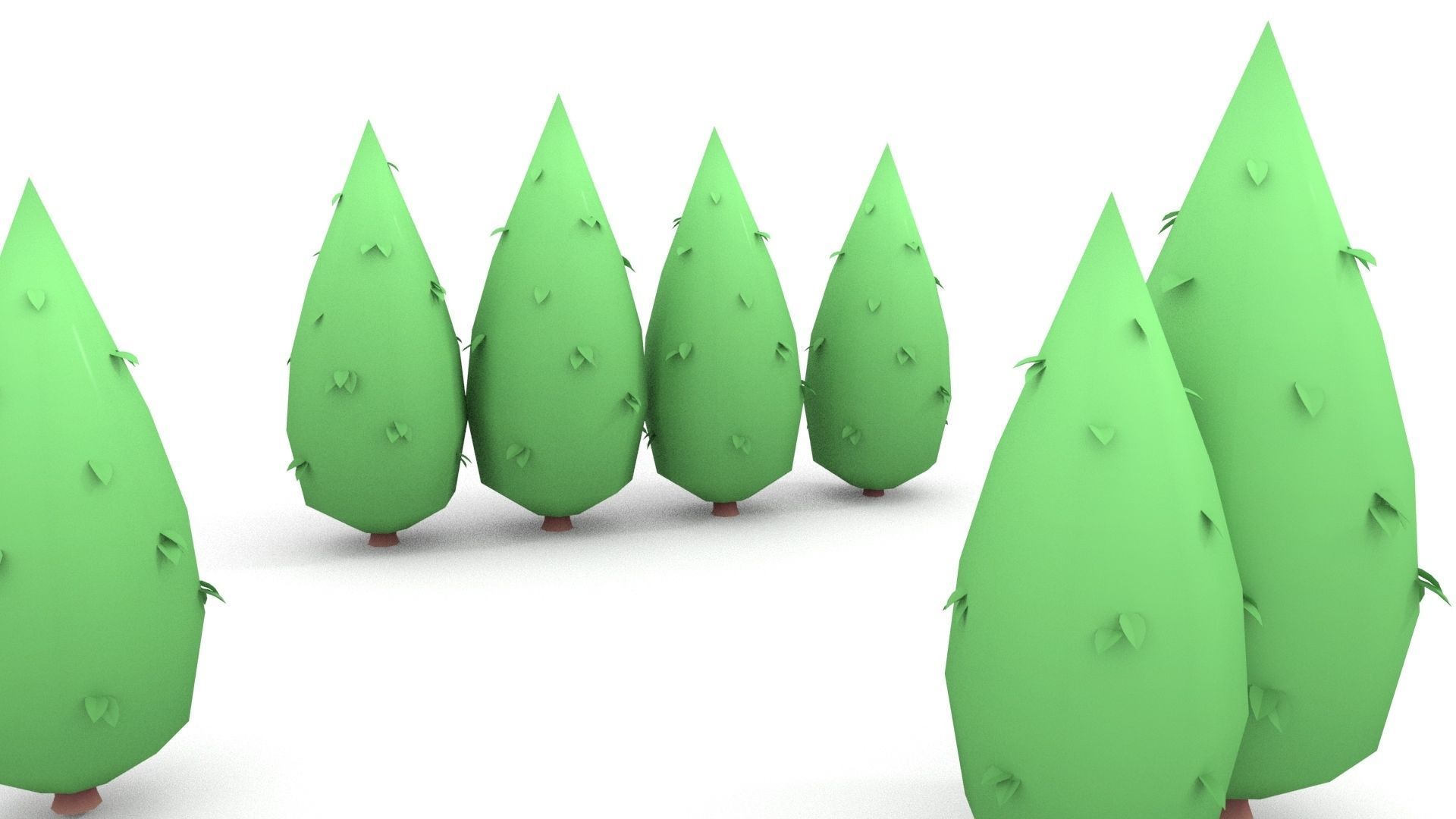 Low poly Stylized  cypress collection Low-poly 3D model_14