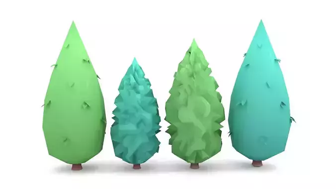 Low poly Stylized  cypress collection Low-poly 3D model
