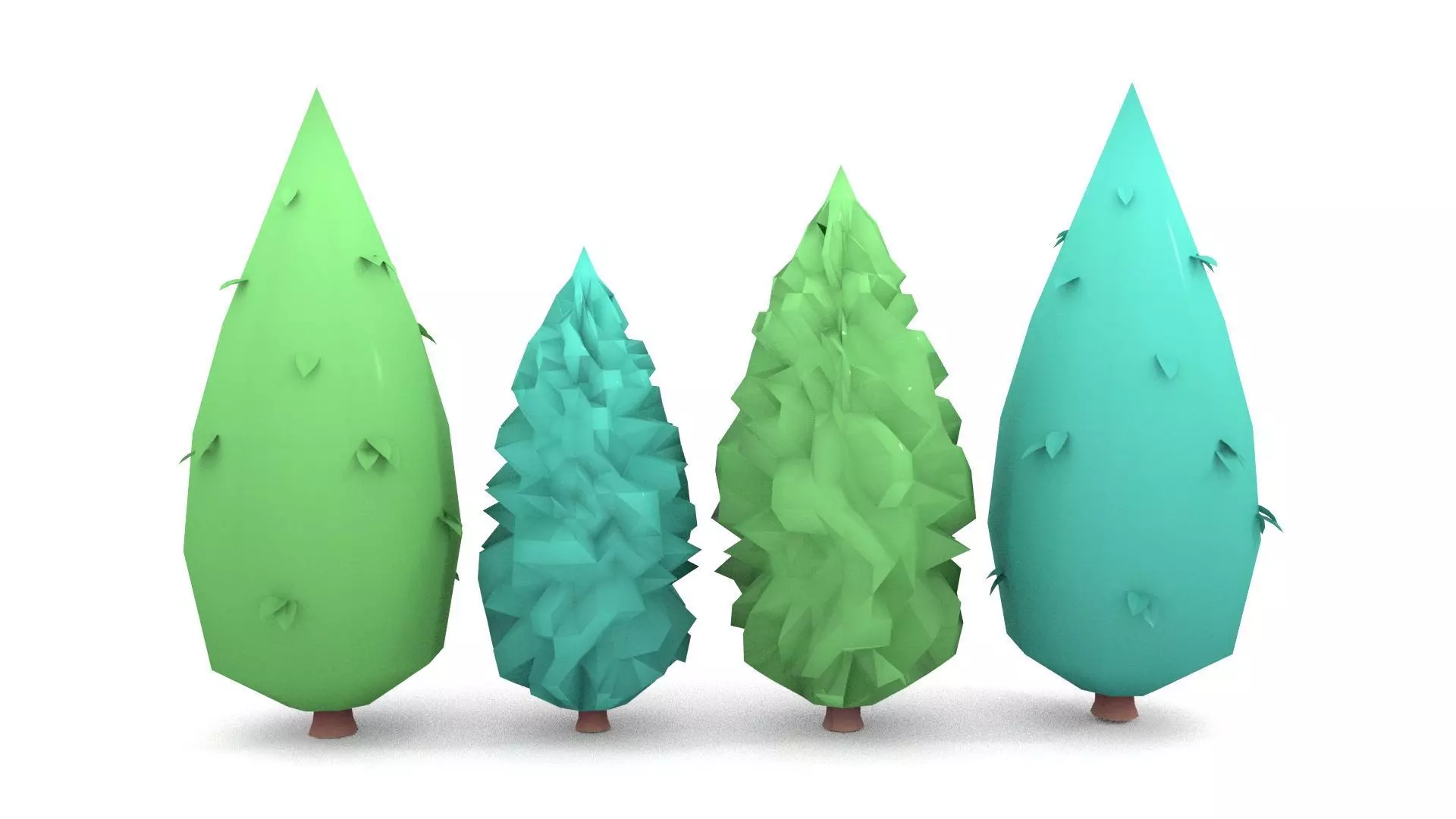 Low poly Stylized  cypress collection Low-poly 3D model_0