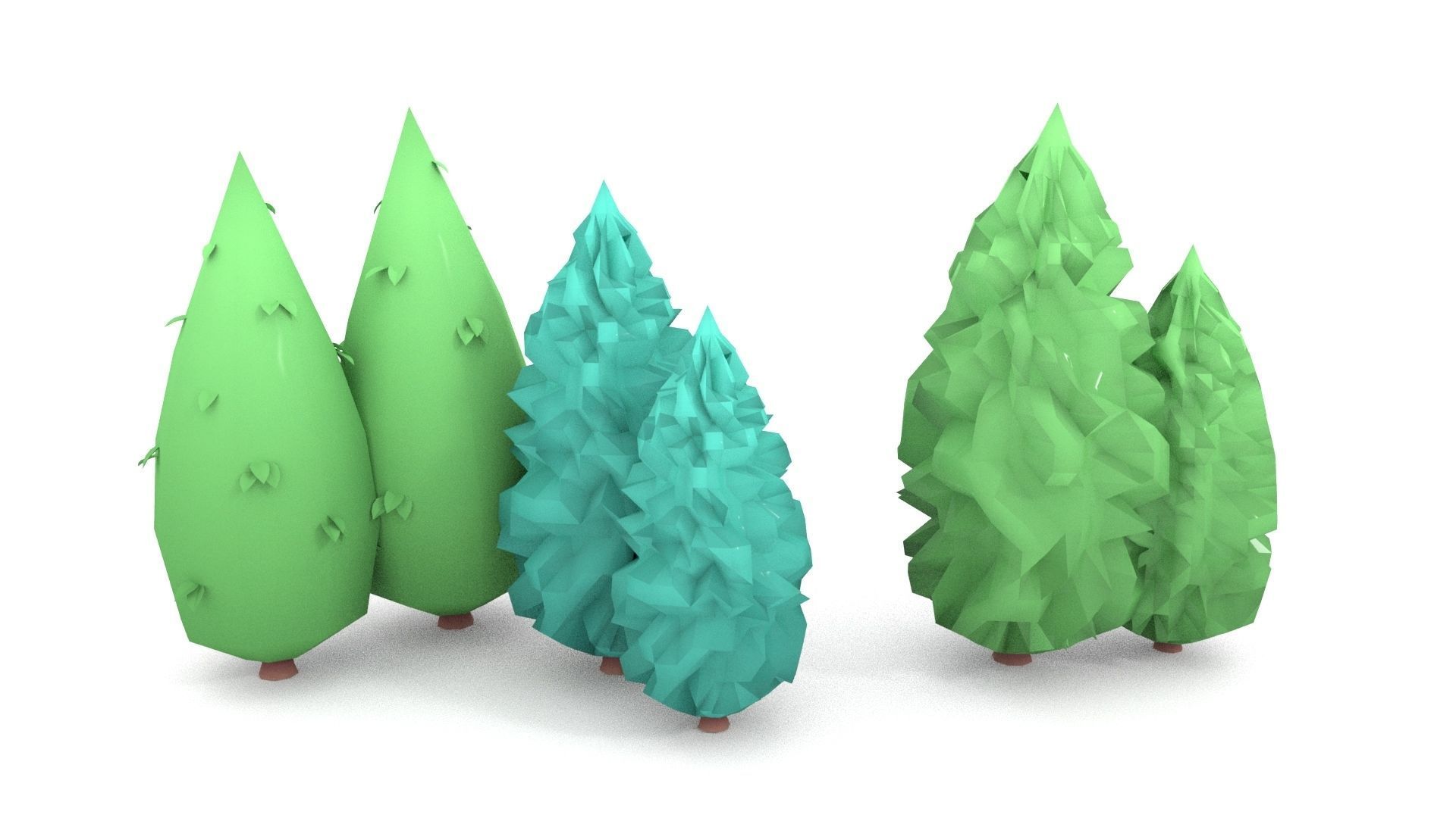 Low poly Stylized  cypress collection Low-poly 3D model_2