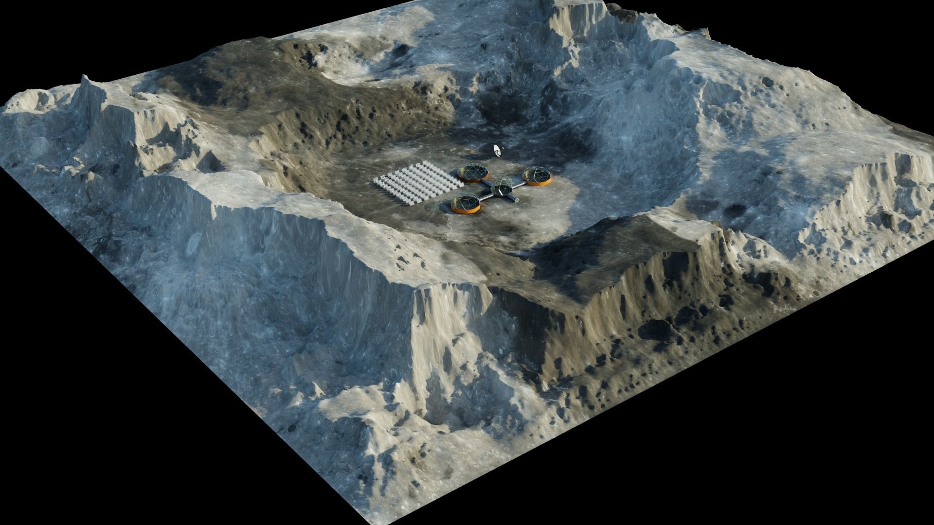 Moon Martian base 3D model Low-poly 3D model_7