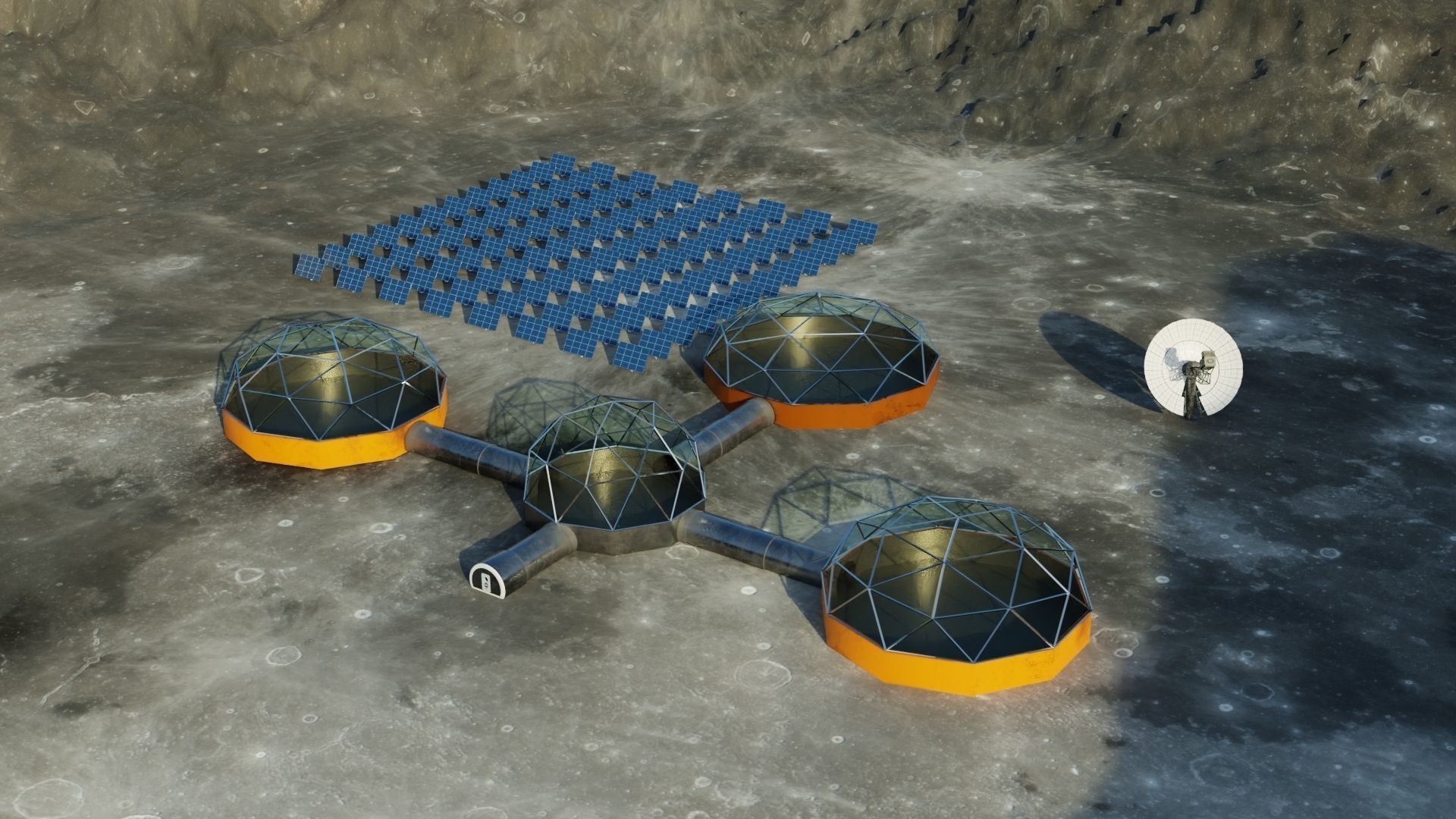 Moon Martian base 3D model Low-poly 3D model_2