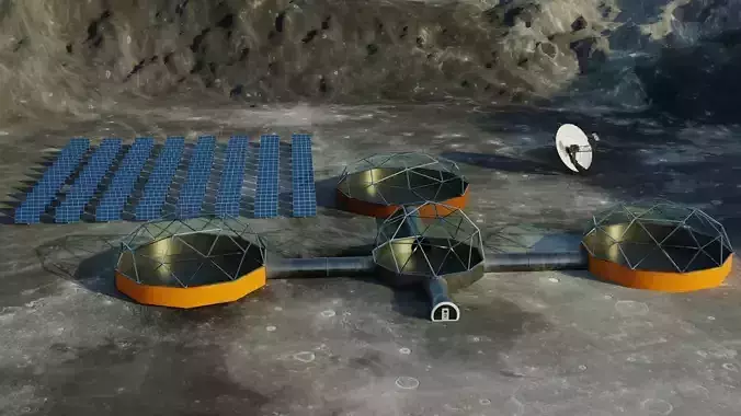 Moon Martian base 3D model Low-poly 3D model