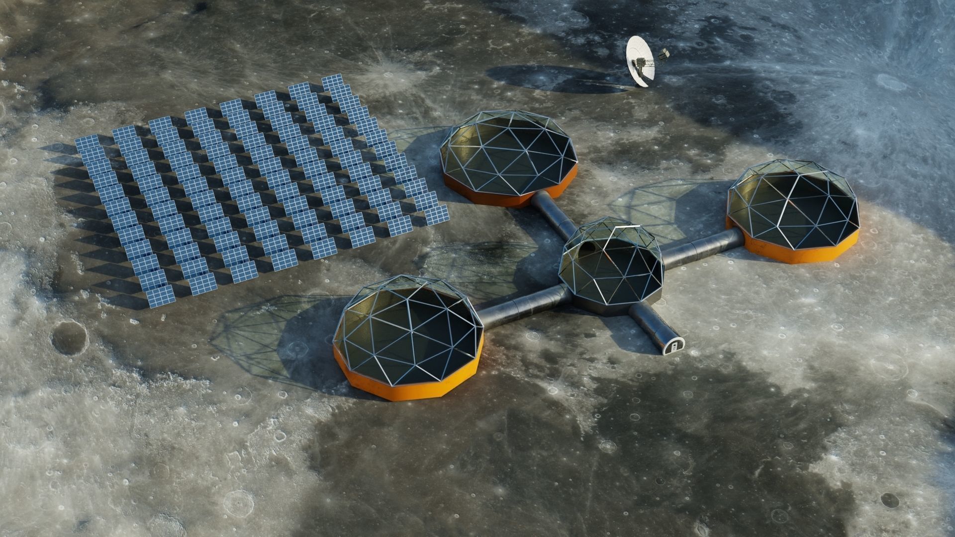 Moon Martian base 3D model Low-poly 3D model_1