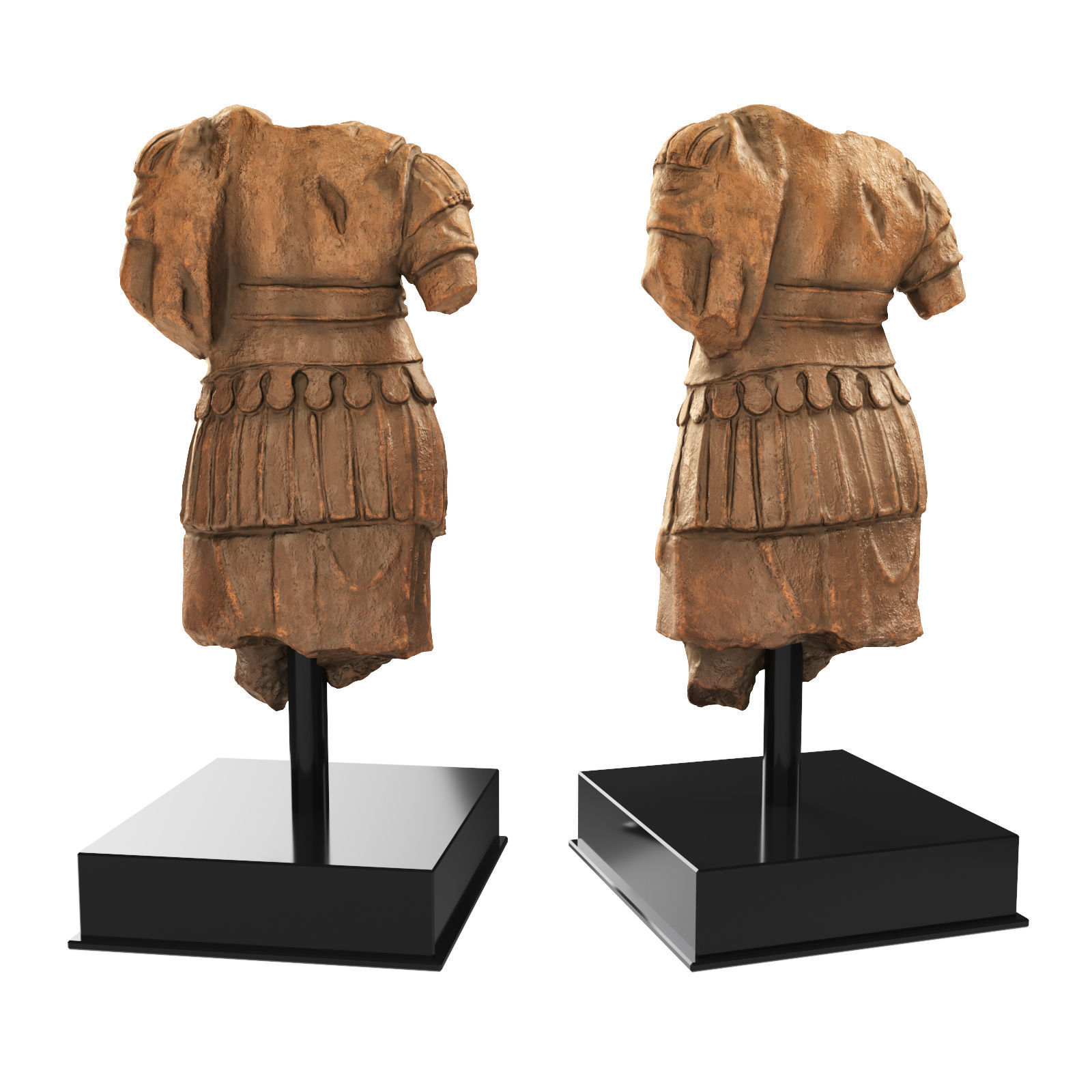 Torso Cuirass statue of a Roman Emperor Low-poly 3D model_3