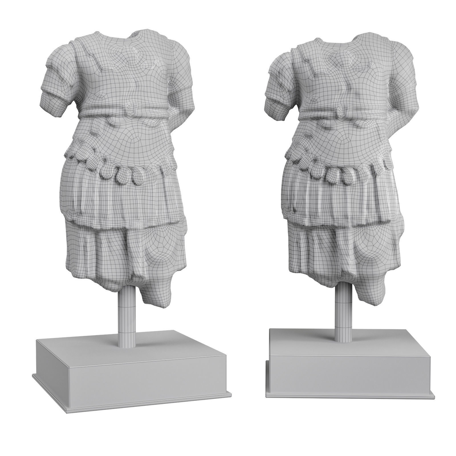 Torso Cuirass statue of a Roman Emperor Low-poly 3D model_4