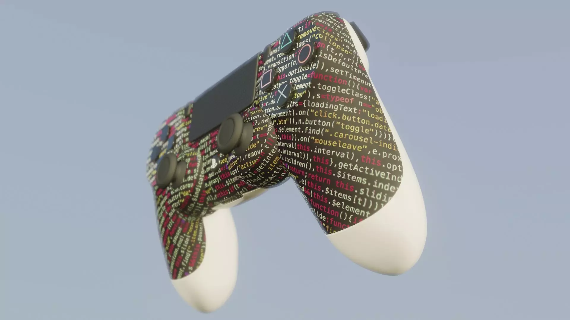 Dualshock controller flying in sky Low-poly 3D model