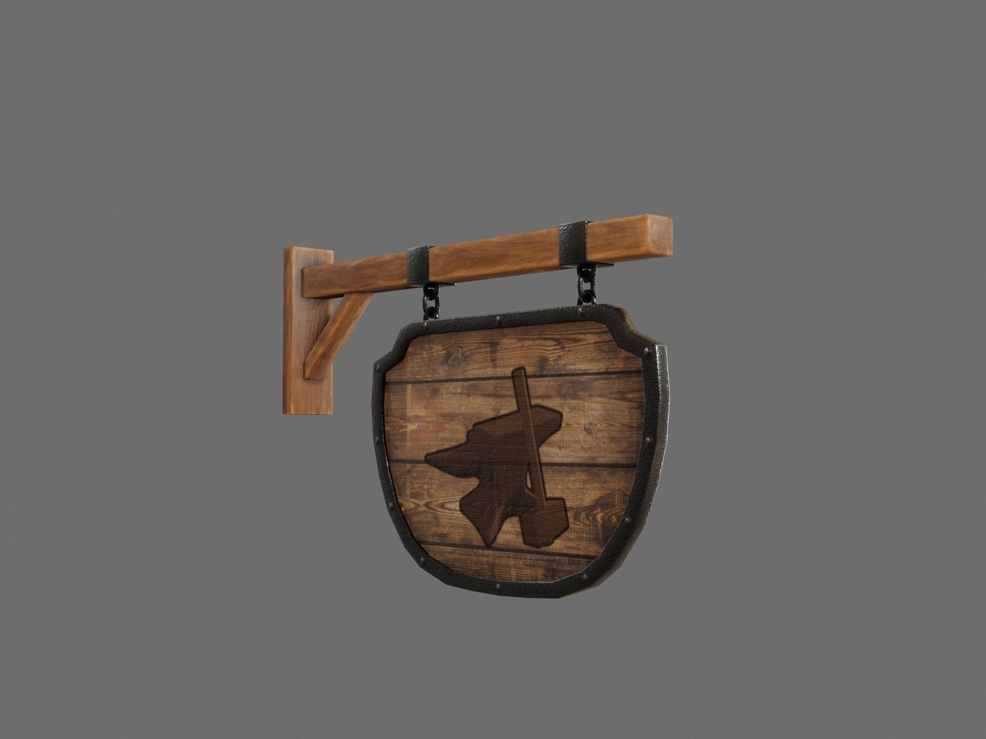 Medival Sign Set Low-poly 3D model_19