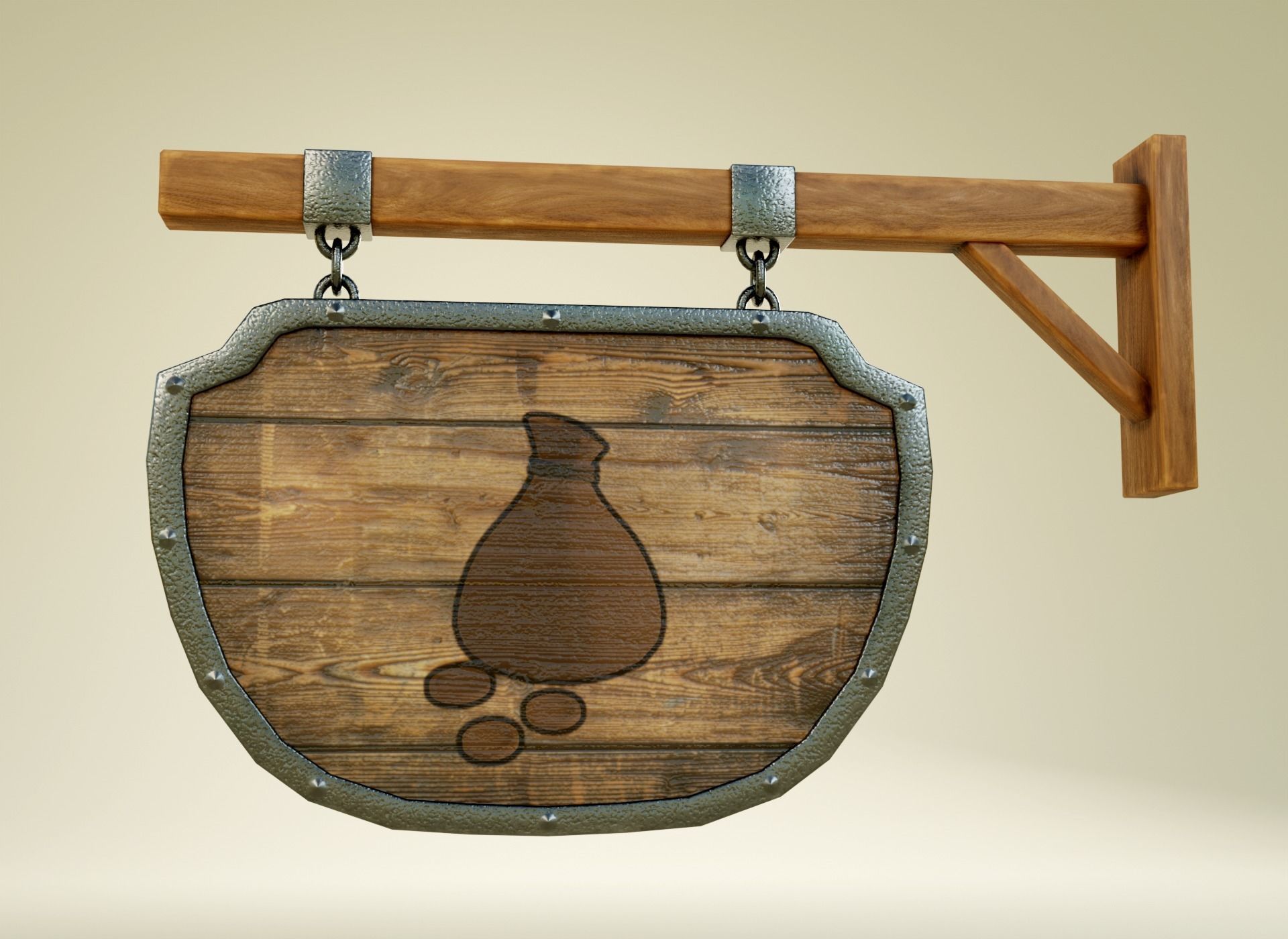 Medival Sign Set Low-poly 3D model_6