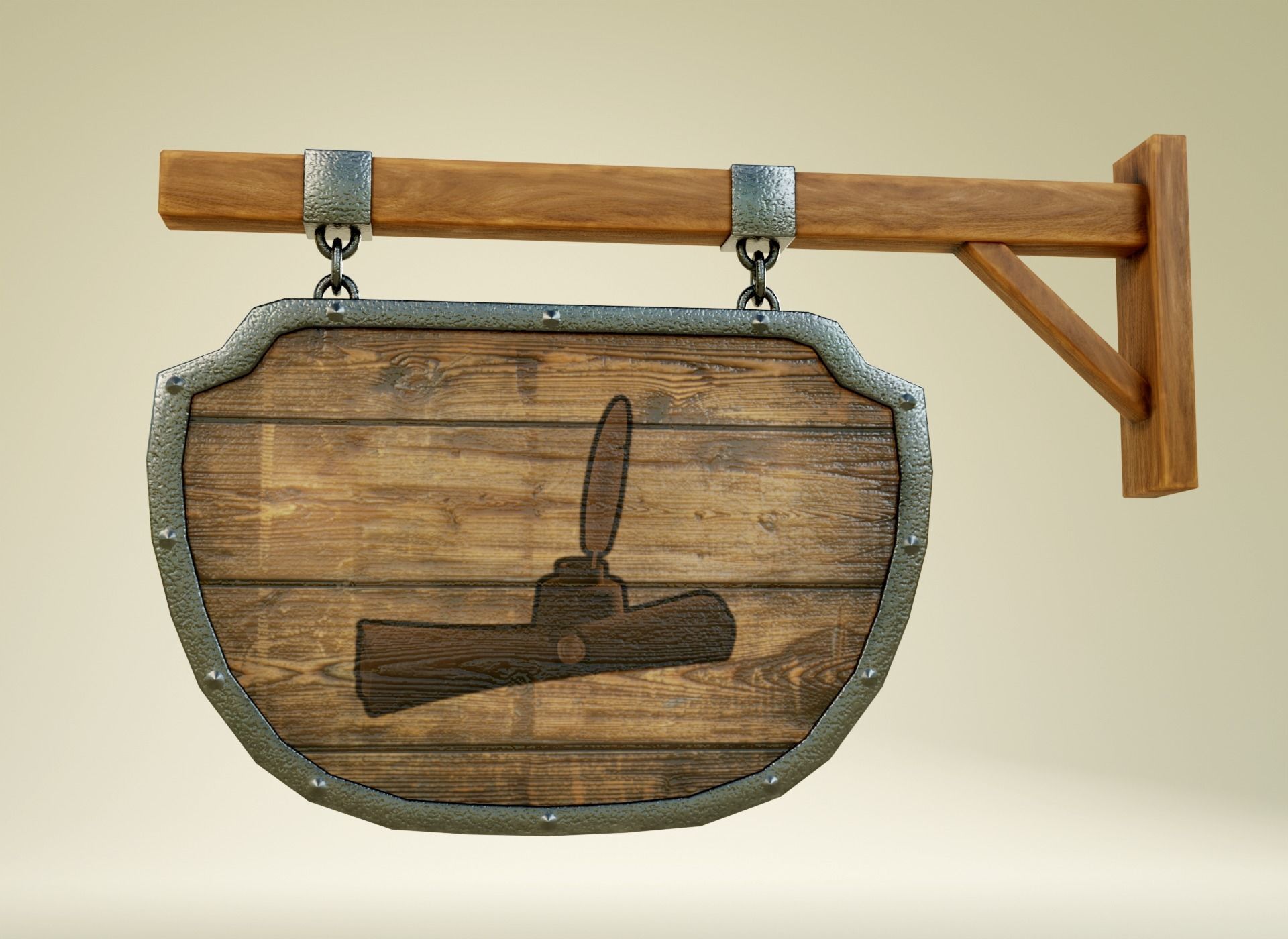 Medival Sign Set Low-poly 3D model_9